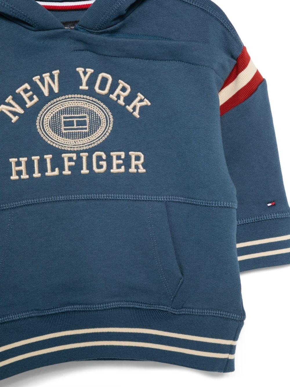 Felpa con ricamo per neonato Tommy Hilfiger Junior blu con cappuccio KB0KB09058NB DBZ TOMMY HILFIGER JUNIOR 