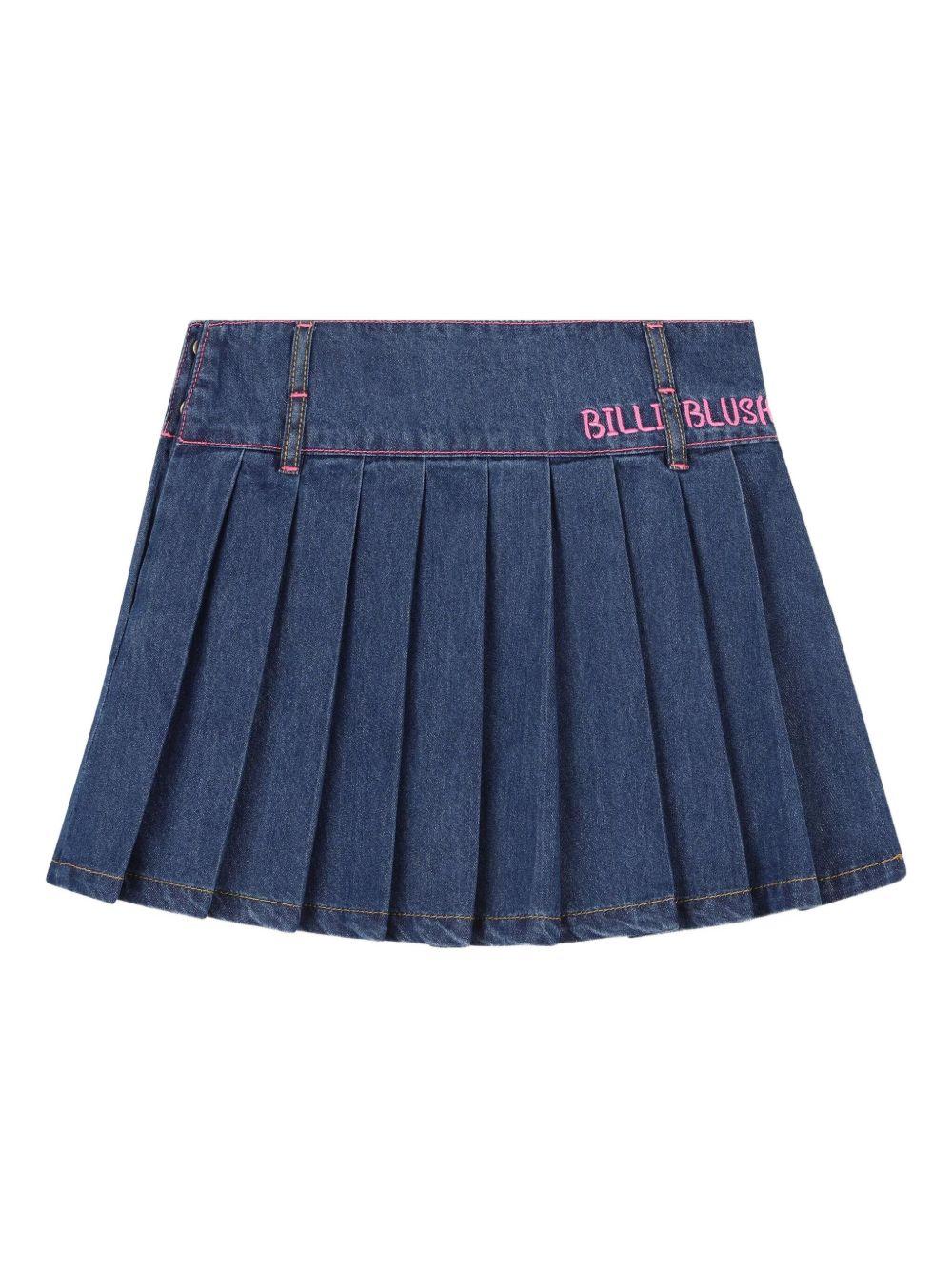 Gonna per bambina Billieblush denim con logo ricamato a contrasto U21322 Z10 BILLIEBLUSH 