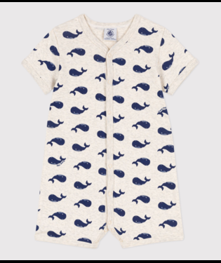 Tutina per neonati Petit Bateau beige con fantasia grafica all-over A09G6 01 PETIT BATEAU 