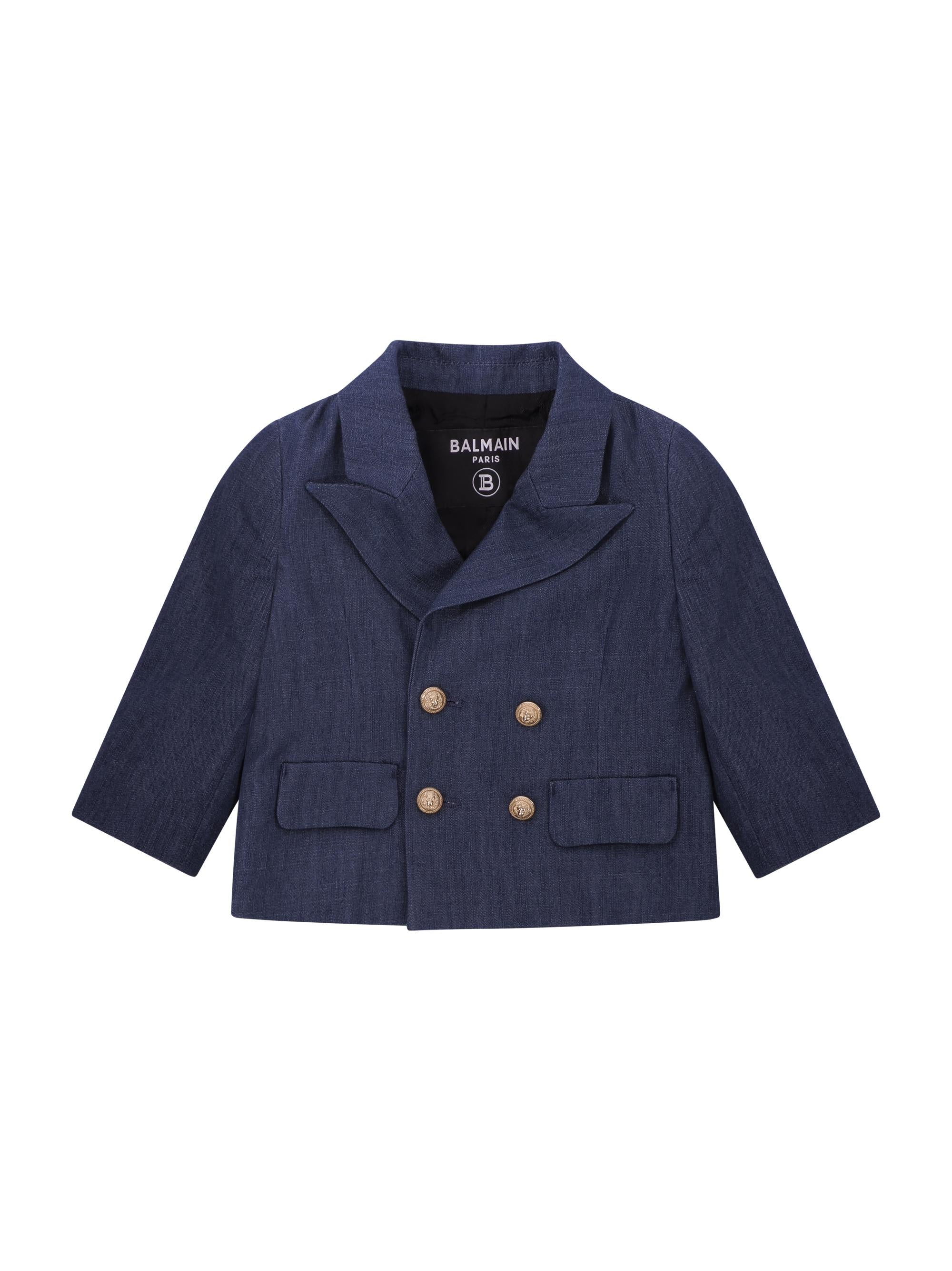 Blazer doppiopetto per neonato Balmain Kids blu con revers classici BY2514 P0588 625OR BALMAIN KIDS 
