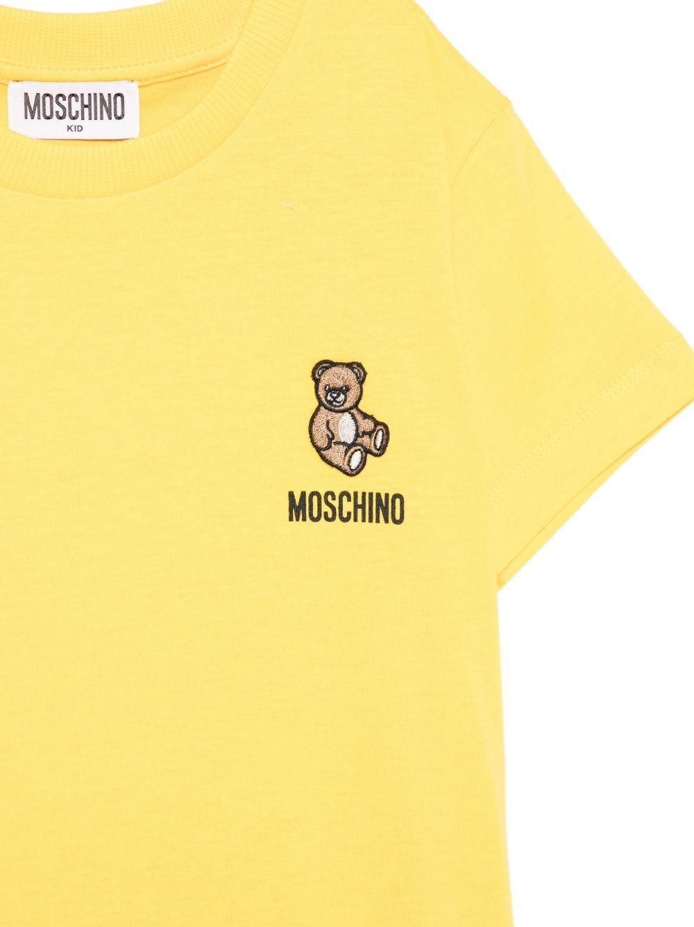 T-shirt per bambini Moschino Kids gialla con ricamo Teddy Bear HUM05TLAA02 50577 MOSCHINO KIDS 