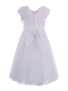 Abito per bambina Monnalisa bianco con applicazione fiori 79G900 7044 0001 MONNALISA 