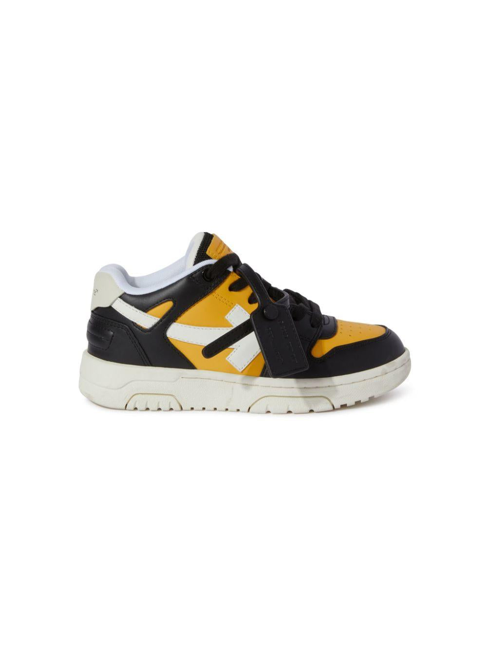 Sneakers Out Of Office per bambino Off-White Kids giallo con punta traforata OBIA011S25LEA001 1610 OFF WHITE KIDS 
