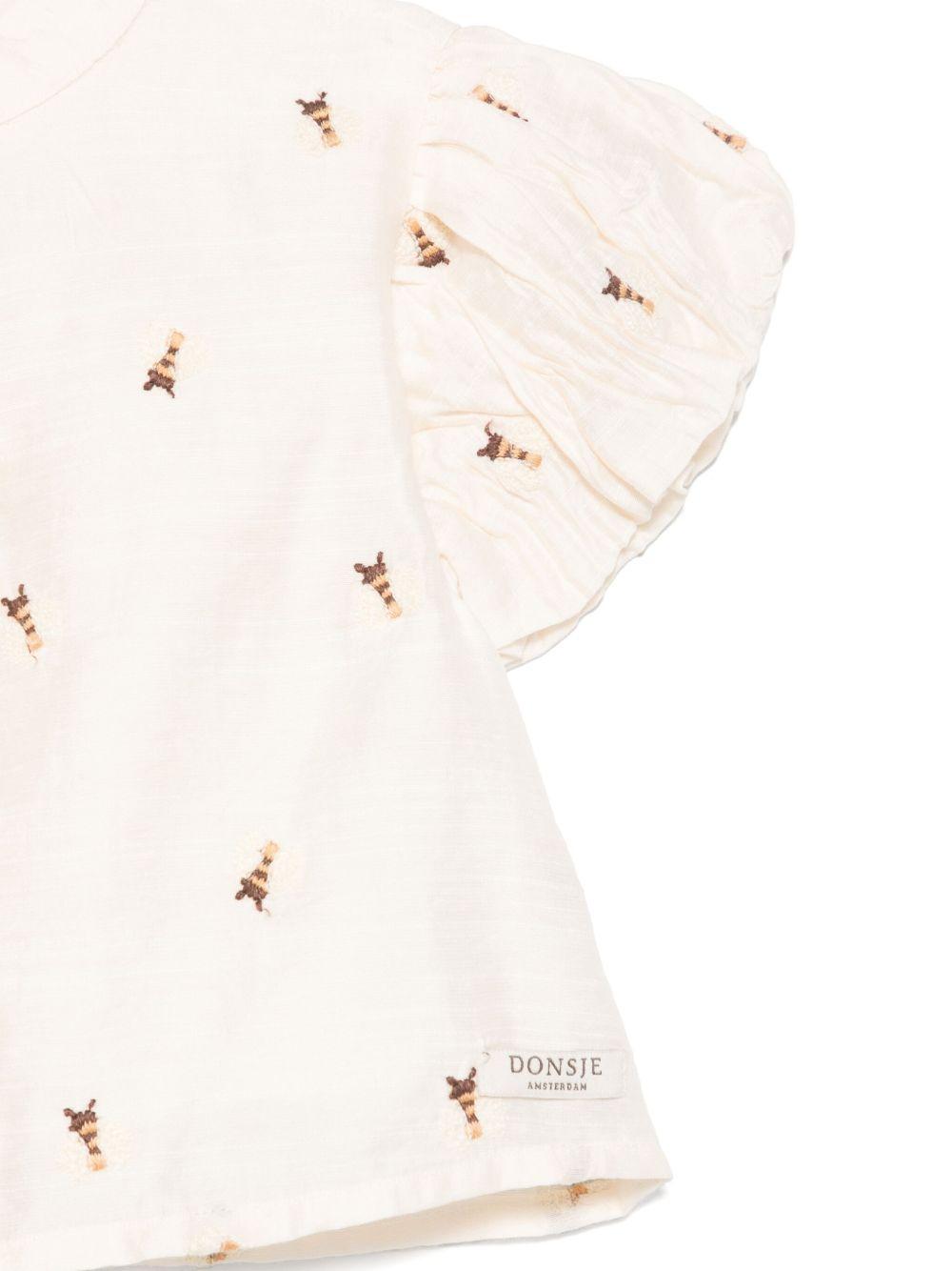 Camicia per neonata Donsje Ezrah beige con ricamo all-over 4095402NB 00003 DONSJE 