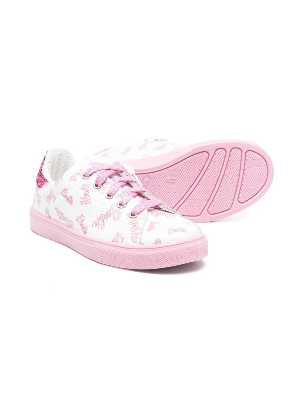 Sneakers per bambina Monnalisa x Barbie bianco con fondo rosa 8CD020 4F34 0193 MONNALISA 