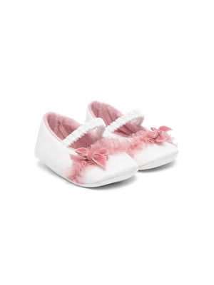 Colorichiari white ballet flats for newborns with pink bow