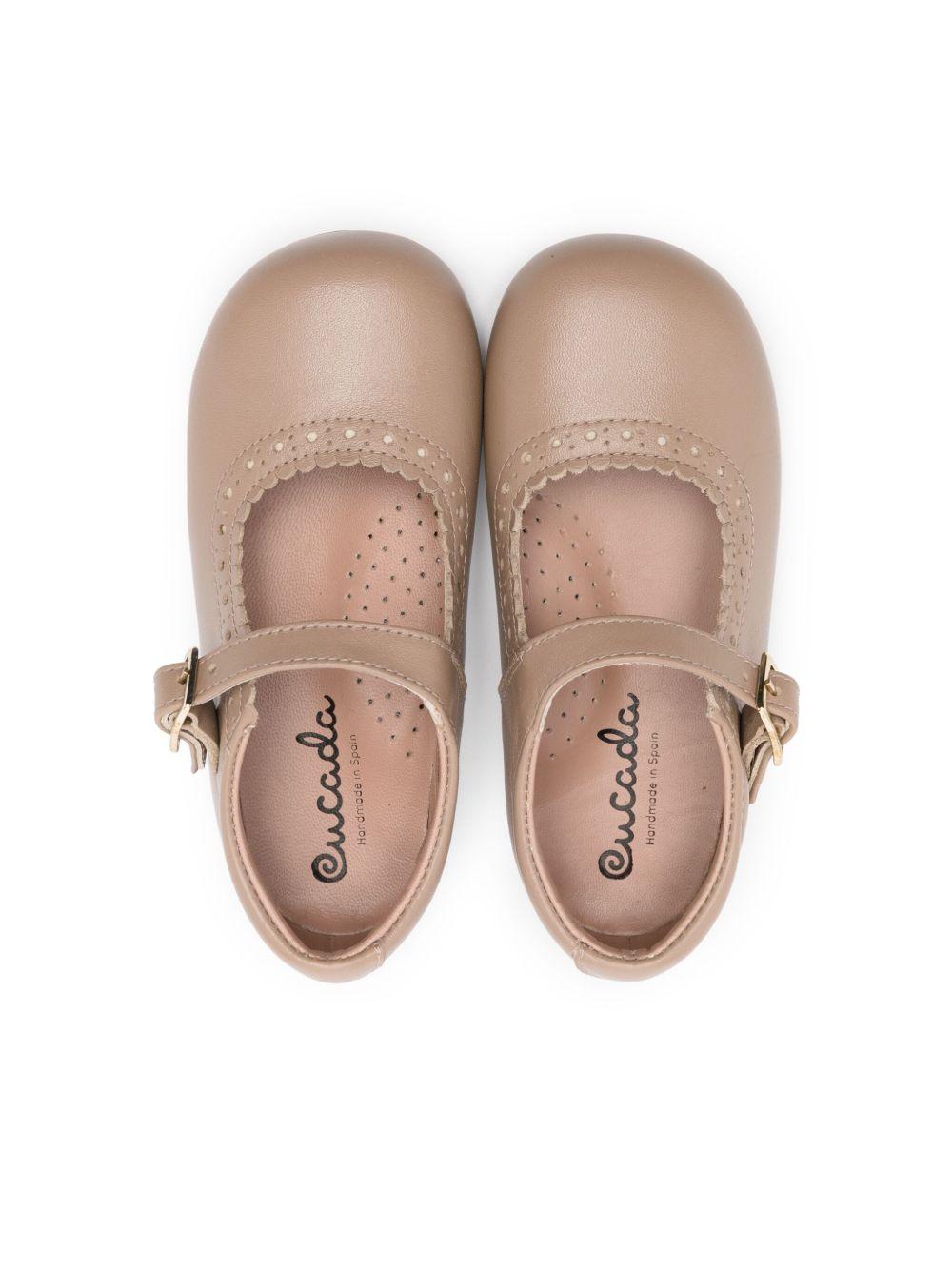 Ballerine in pelle per neonata Eli1957 beige con dettagli traforati 12000AF TOPO ElI 