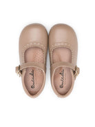 Ballerine in pelle per neonata Eli1957 beige con dettagli traforati 12000AF TOPO ElI 