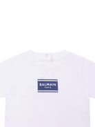 T-shirt per neonato Balmain Kids bianca con logo sul davanti BY8501 Z3672 100BL BALMAIN KIDS 