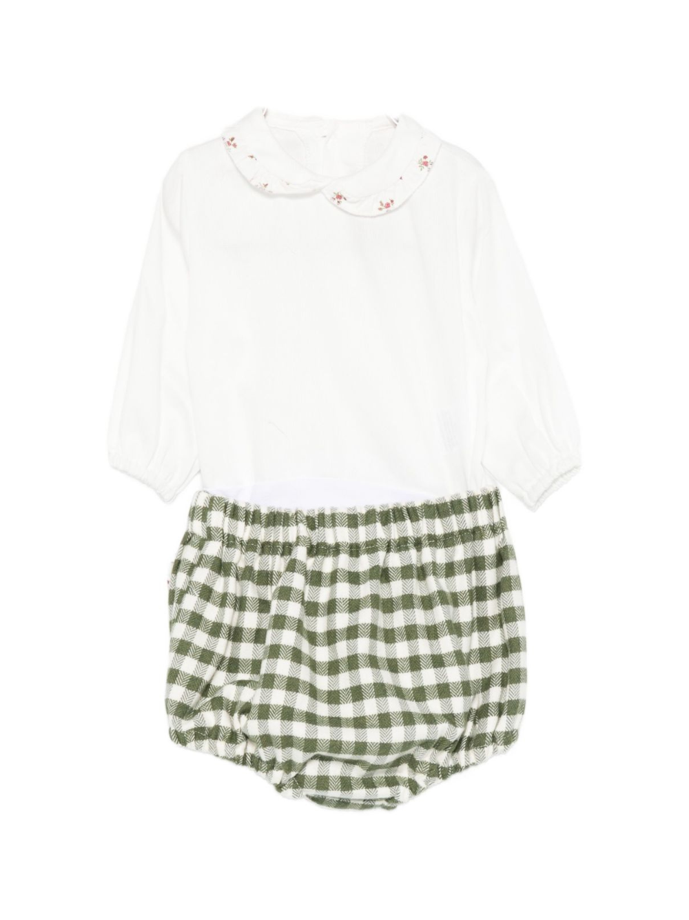 Set t-shirt e shorts per neonata La Stupenderia verde con colletto con dettagli ricamati 1TBCT16 Y07 LA STUPENDERIA 