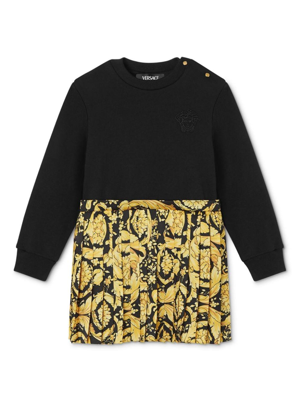 Abito con stampa barocca per neonata Versace Kids nero con girocollo 10164811A11438 2B130 VERSACE KIDS 