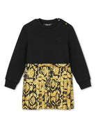 Abito con stampa barocca per neonata Versace Kids nero con girocollo 10164811A11438 2B130 VERSACE KIDS 