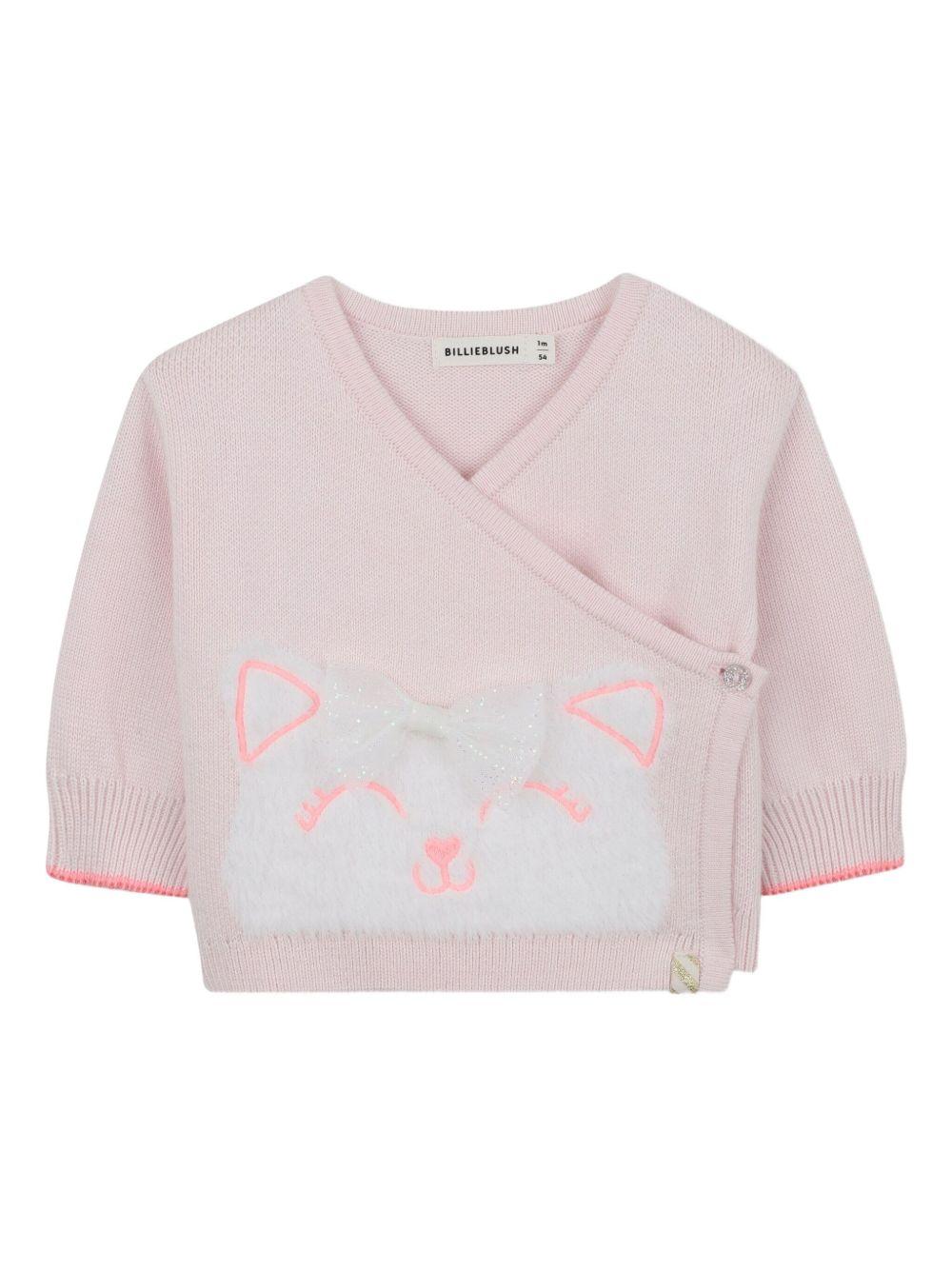 Set maglione e leggins per neonata Billieblush rosa con ricamo gatto U21444 450 BILLIEBLUSH 