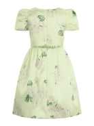 Abito per bambina Monnalisa verde con stampa grafica a fiori con cintura 71G907 7650 0020 MONNALISA 