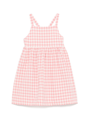 Pink Il Gufo dress for girls with checked pattern