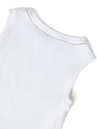 Canotta crop per bambina Brunello Cucinelli Kids bianco con scollo rotondo B0R41T852 C159 BRUNELLO CUCINELLI KIDS 