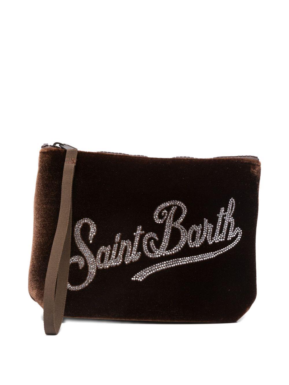 Pochette per bambina MC2 Saint Barth kids marrone con logo in paillettes ALI0014 00245I MC2 ST. BARTH KIDS 