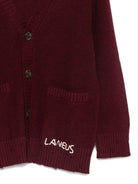 Cardigan per bambino Laneus Kids rosso con logo ricamato sul davanti F5LKJUCA077 039 LANEUS 