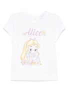 T-shirt per neonata Monnalisa bianco con motivo Alice x Disney 39E610 5002 0099 MONNALISA 