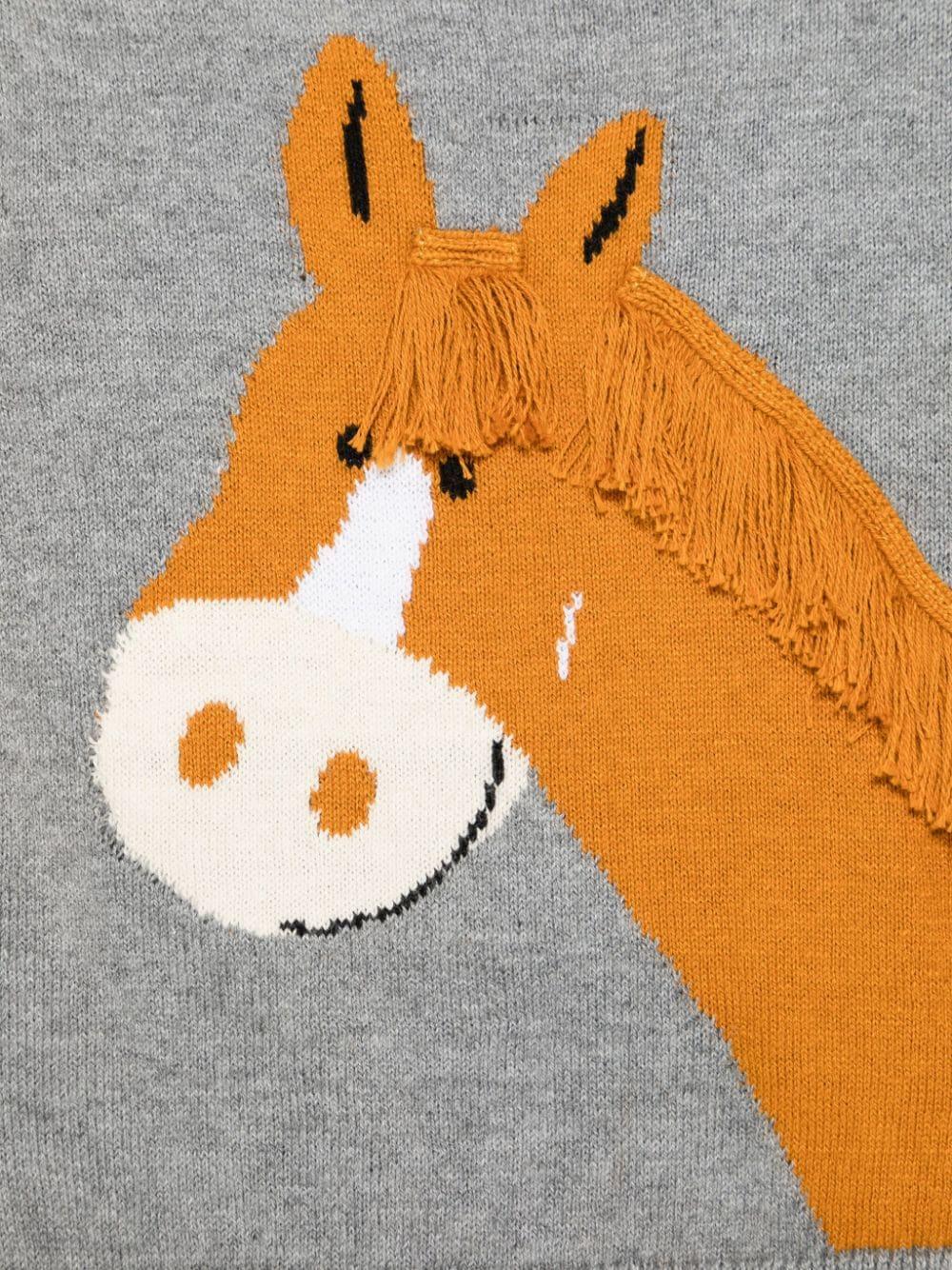 Maglione per neonato Stella McCartney Kids grigio con ricamo cavallo TV9540 Z1528 807 STELLA McCARTNEY KIDS 