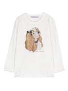 T-shirt con strass x Disney per bambina Monnalisa bianco con jersey leggero 19D611 4006 0001 MONNALISA 