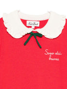 Maglione per bambina MC2 Saint Barth Kids rosso con dettaglio fiocco verde DIZ001 02223I MC2 ST. BARTH KIDS 