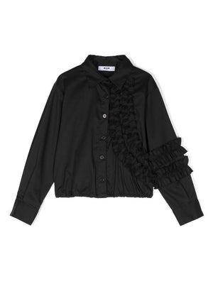 MSGM Kids black poplin shirt for girls
