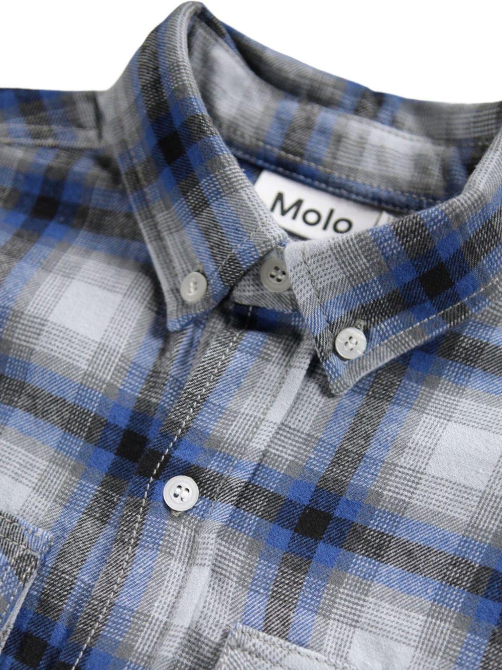 Camicia per bambino Molo blu con motivo a quadri 1W25C202 5545 MOLO 