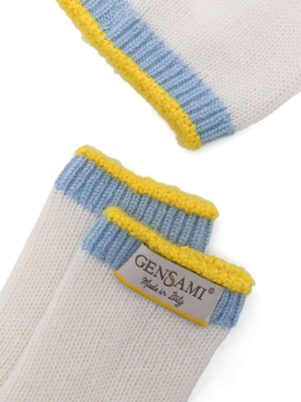 Set berretto e calzini per neonato Gensami kids bianco lavorato a maglia BOX01-B-WS BIANCO/AZZURRO GENSAMI 
