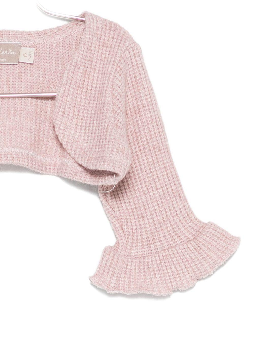 Cardigan per neonata La Stupenderia rosa con dettagli arricciati 1TCGC24 M06 LA STUPENDERIA 