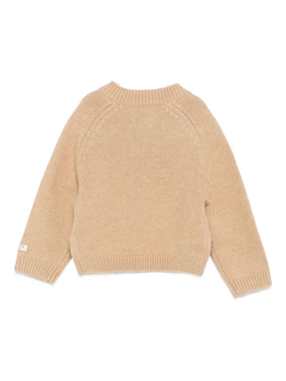 Maglione per neonato Donsje beige con orso ricamato 3040201 00077 DONSJE 