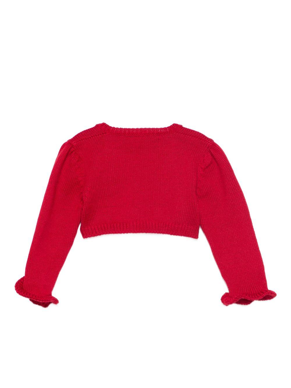 Cardigan per neonata La Stupenderia rosso con volant 1WCSP62 826 LA STUPENDERIA 