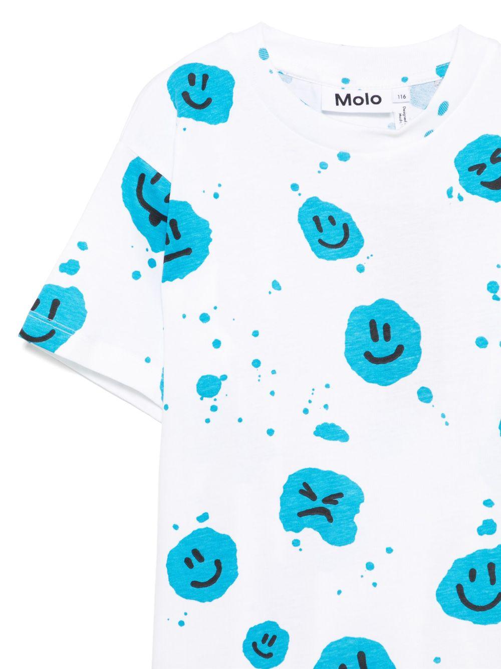 T-shirt per bambino Molo bianco Riley con stampa smiley e targhetta con logo 6S25A209 9321 MOLO 