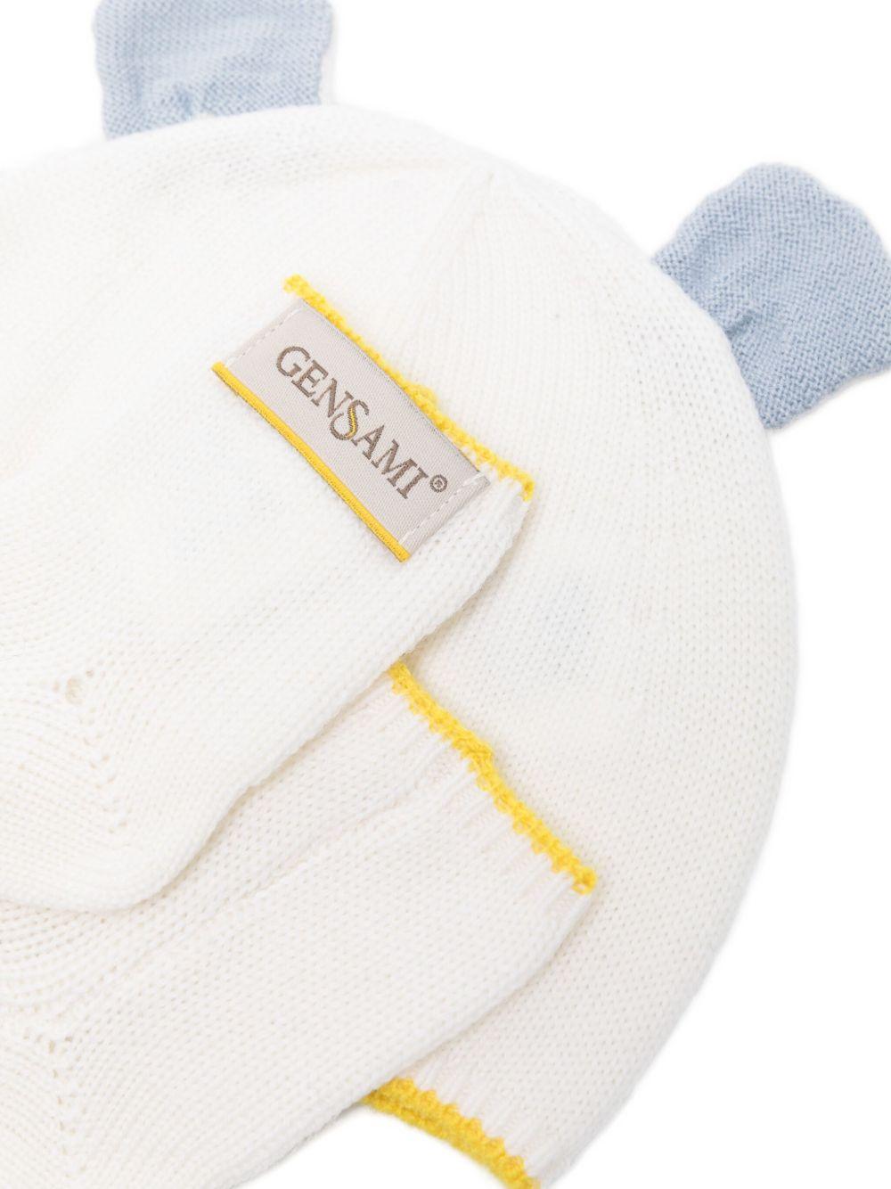 Berretto e calzini per neonati Gensami Kids bianco con bordo a contrasto (2 pezzi) SET-ALP-WE WHITE-BLUE GENSAMI 