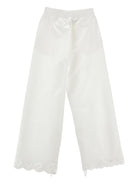Pantaloni per bambina Monnalisa bianchi con ricamo a fiori 17G400 7014 0001 MONNALISA 