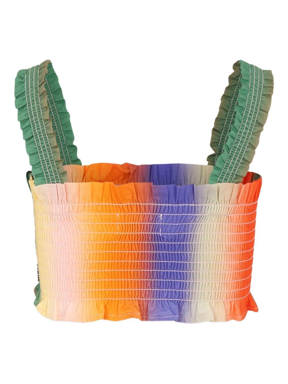 Top per bambina Molo multicolor corto con effetto increspato e spalline larghe 2S25C402 9258 MOLO 