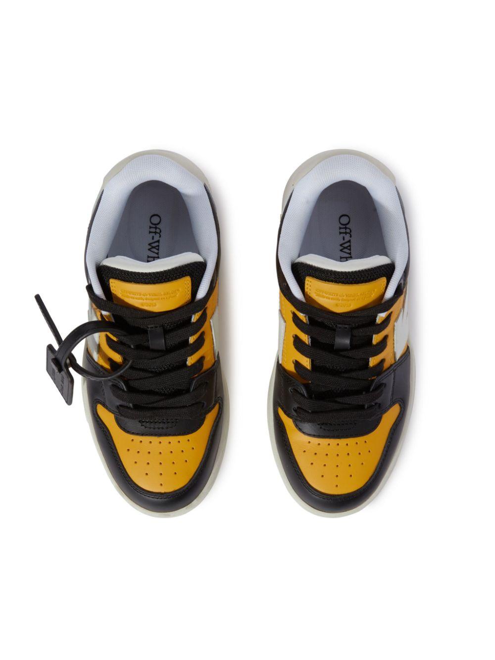 Sneakers Out Of Office per bambino Off-White Kids giallo con punta traforata OBIA011S25LEA001 1610 OFF WHITE KIDS 