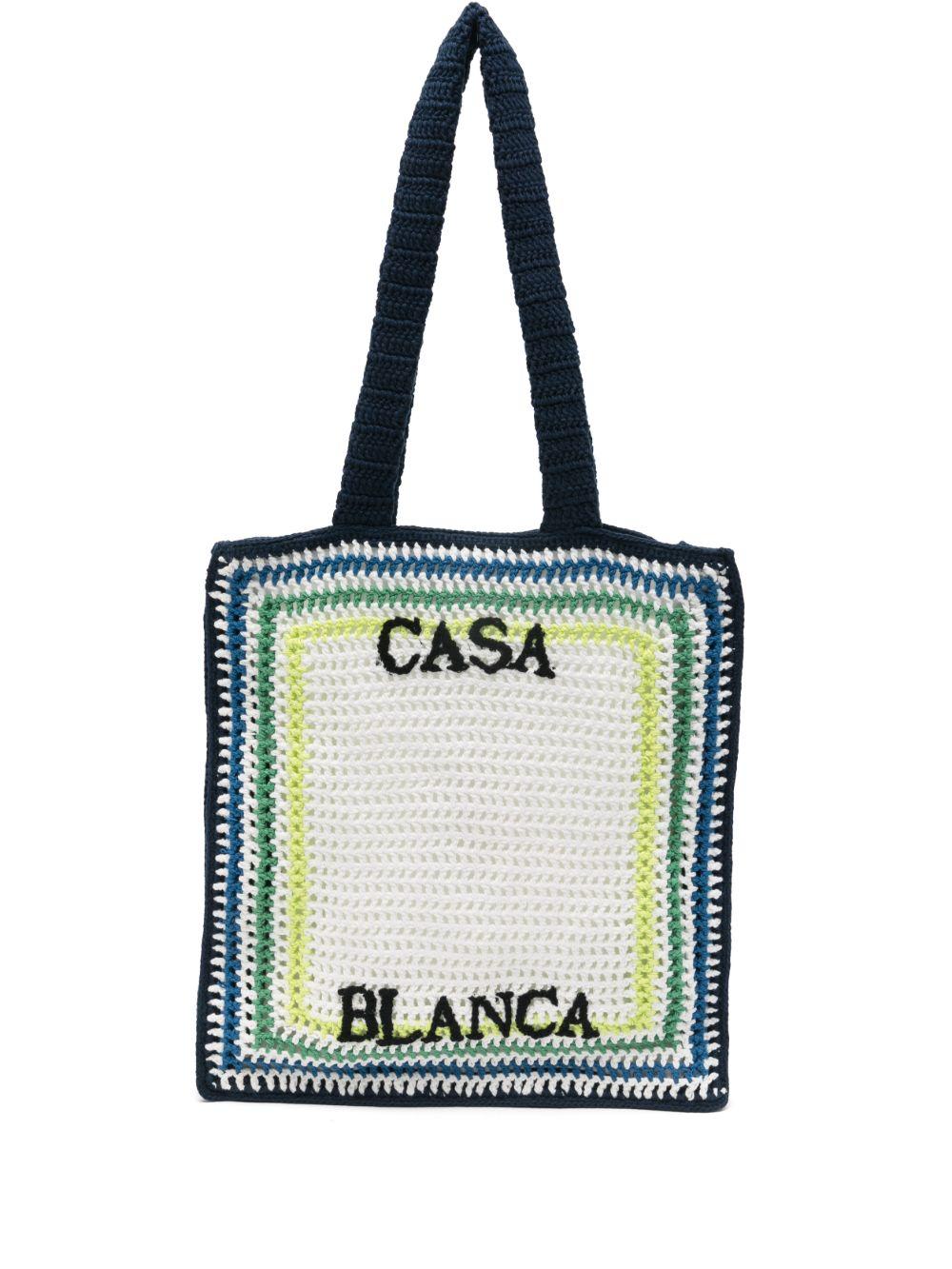 Borsa tote per bambina Casablanca Kids multicolor con ricamo logo ASP26BAG18701 WHITE/ BLUE STRIPE CASABLANCA KIDS 