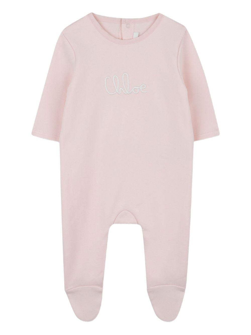 Set tutina e coperta per neonata Chloé Kids rosa con logo ricamato C20777 45Q CHLOE' KIDS 