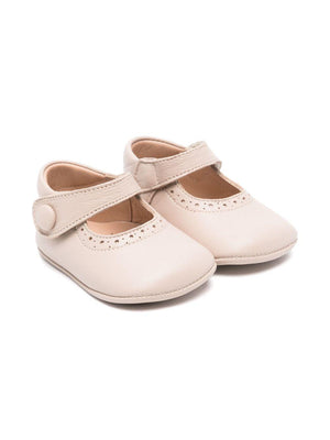 Eli1957 beige first steps shoes for newborns with leather insole and logo