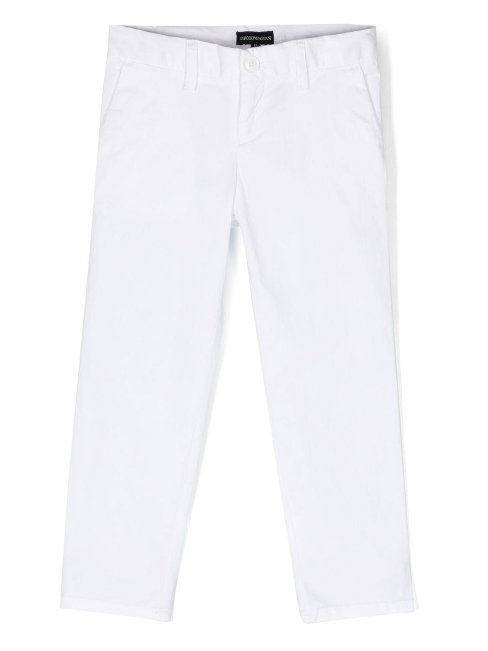 Chino per bambino Emporio Armani Kids bianco con taglio slim 8N4P60 4N6YZ 0100 EMPORIO ARMANI KIDS 