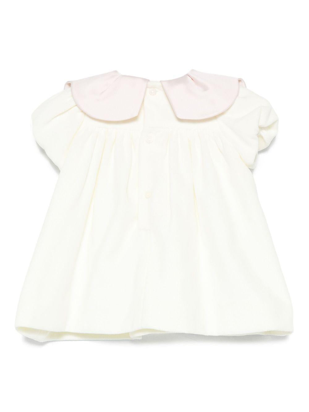Abito per neonata La Stupenderia bianco con colletto arricciato 1CBAB08 V02S14 LA STUPENDERIA 