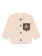 Camicia per neonato Fendi Kids beige con tasca logata BMC077 AS5B F1P2P FENDI KIDS 