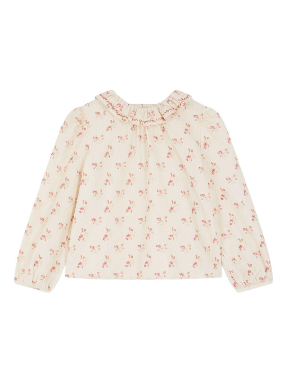 Blusa per bambina Bonpoint beige con stampa all-over W05GBLW00025 524 BONPOINT 