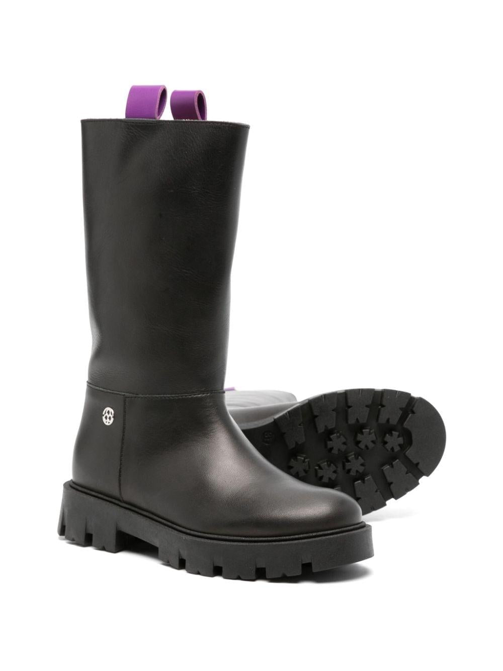 Stivali per bambina Florens nero con doppia linguetta viola F8556 32M FLORENS 