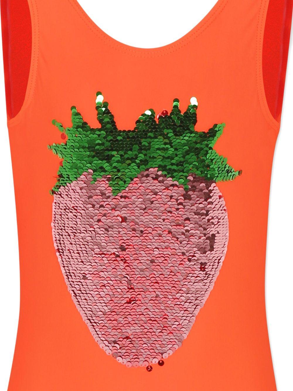 Costume intero per bambina Molo arancione con paillettes e apertura sul retro 8S25P502 3794 MOLO 