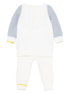 Set maglione e pantaloni per neonato Gensami Kids bianco con inserti grigi GPT-APE-WE OFF WHITE GENSAMI 
