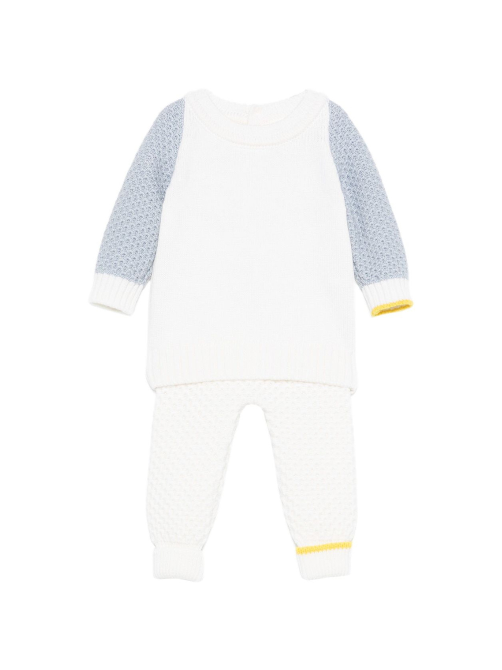 Set maglione e pantaloni per neonato Gensami Kids bianco con inserti grigi GPT-APE-WE OFF WHITE GENSAMI 