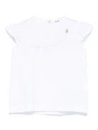 T-shirt con logo ricamato per neonato Il Gufo bianco con maniche ad aletta P25TS475MF001 010 IL GUFO 
