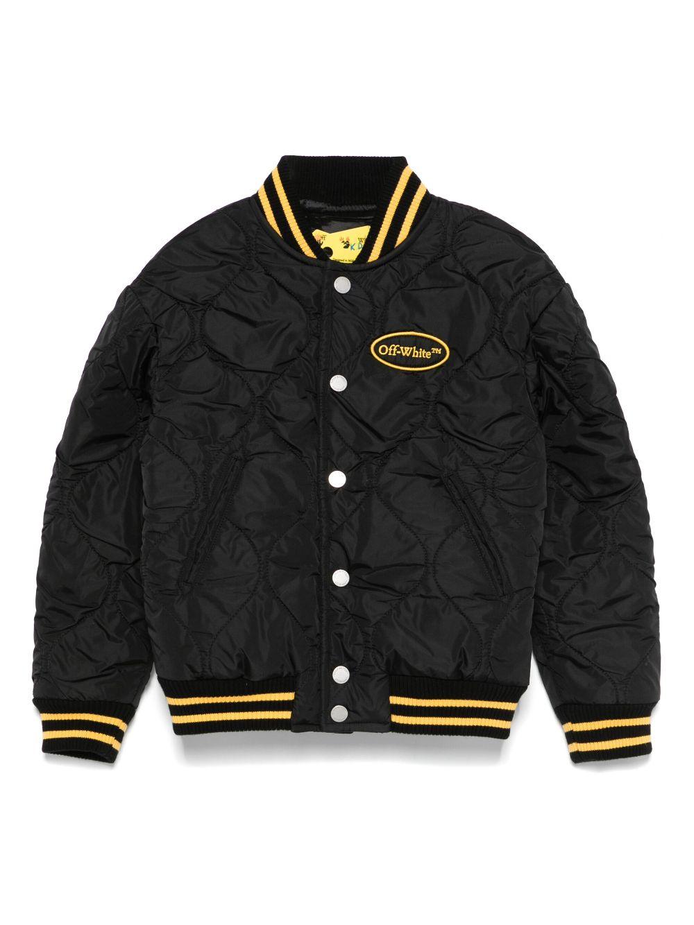 Varsity Arrow Sketch per bambino Off-White Kids nero con orlo e polsini a coste OBEH001S25FAB001 1018 OFF WHITE KIDS 